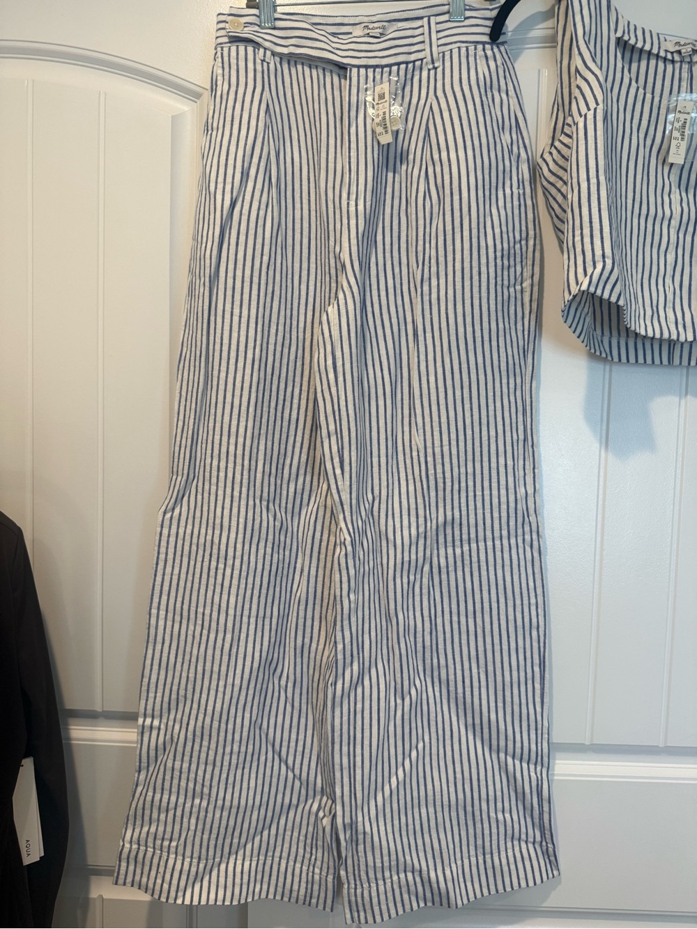 Madewell The Harlow Linen Blue & White Tank & Wide Leg Pants - Picture 7 of 10